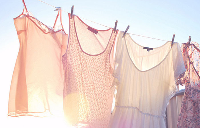 pink clothing drying