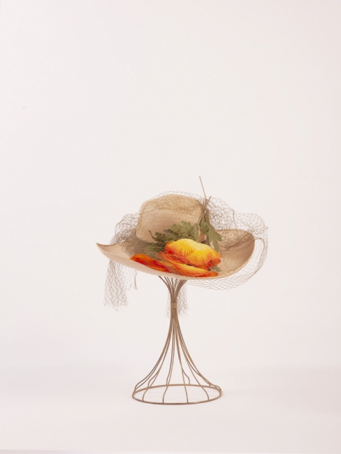 Sisal Hat with Orange Flowers