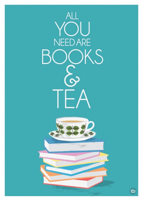 (2) All you need are books and tea print (Etsy)