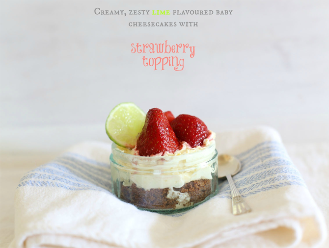 lime strawberry baby cheesecakes