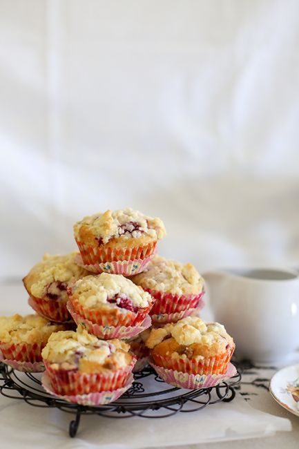 Raspberry white choc & coconut muffins l a splash of vanilla