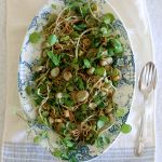 Spicy cold noodle salad with watercress & fava beans (broad beans) Spicy cold noodle salad with watercress & fava beans (broad beans)