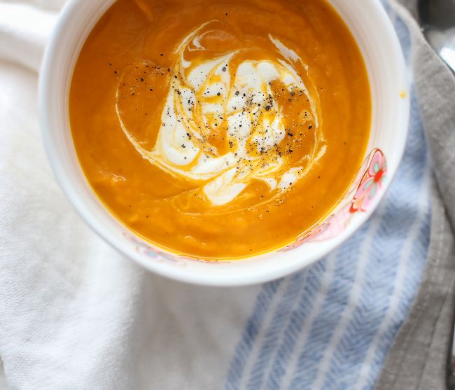 Carrot sweet potato soup l a splash of vanilla