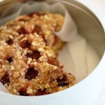 Banana strawberry teacake with walnut crumble topping