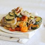 Zucchini, potato and tomato gratin