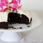 Chocolate cake iced with vanilla buttercream