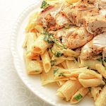 Cajun roasted chicken breast served on rigatoni with cheese and herb sauce