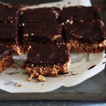 Crispy quinoa puff, peanut and chocolate candy bars