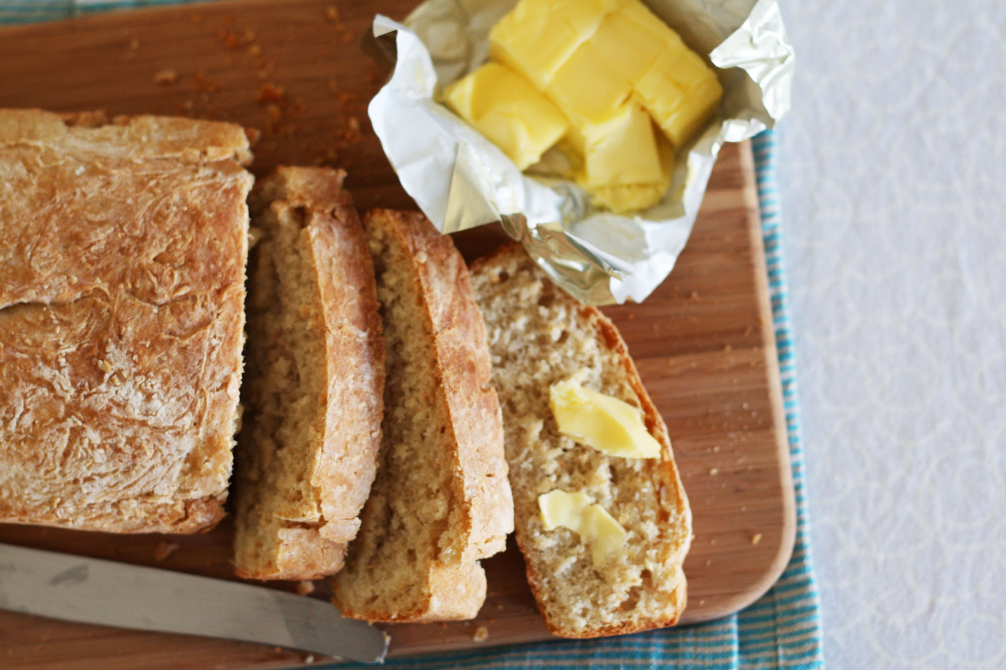 Home baked spelt bread and a simple lunch a splash of vanilla