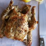Dutch oven roast chicken with lemon, garlic and herbs