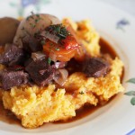 Beef bourguignon with sweet potato mash