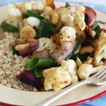 Stir fried cauliflower with soy sauce, ginger and chilli