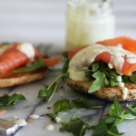 Smoked salmon & herb sandwich with egg free lemon yoghurt aioli