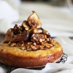 Honey cake with caramelised figs and almonds