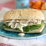 Chicken, walnut and cranberry salad sandwich