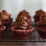 Chocolate cupcakes with chocolate fudge icing