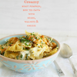 Roast pumpkin, herb & walnut pasta bake