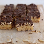 Chocolate, salted peanut & maple caramel slice