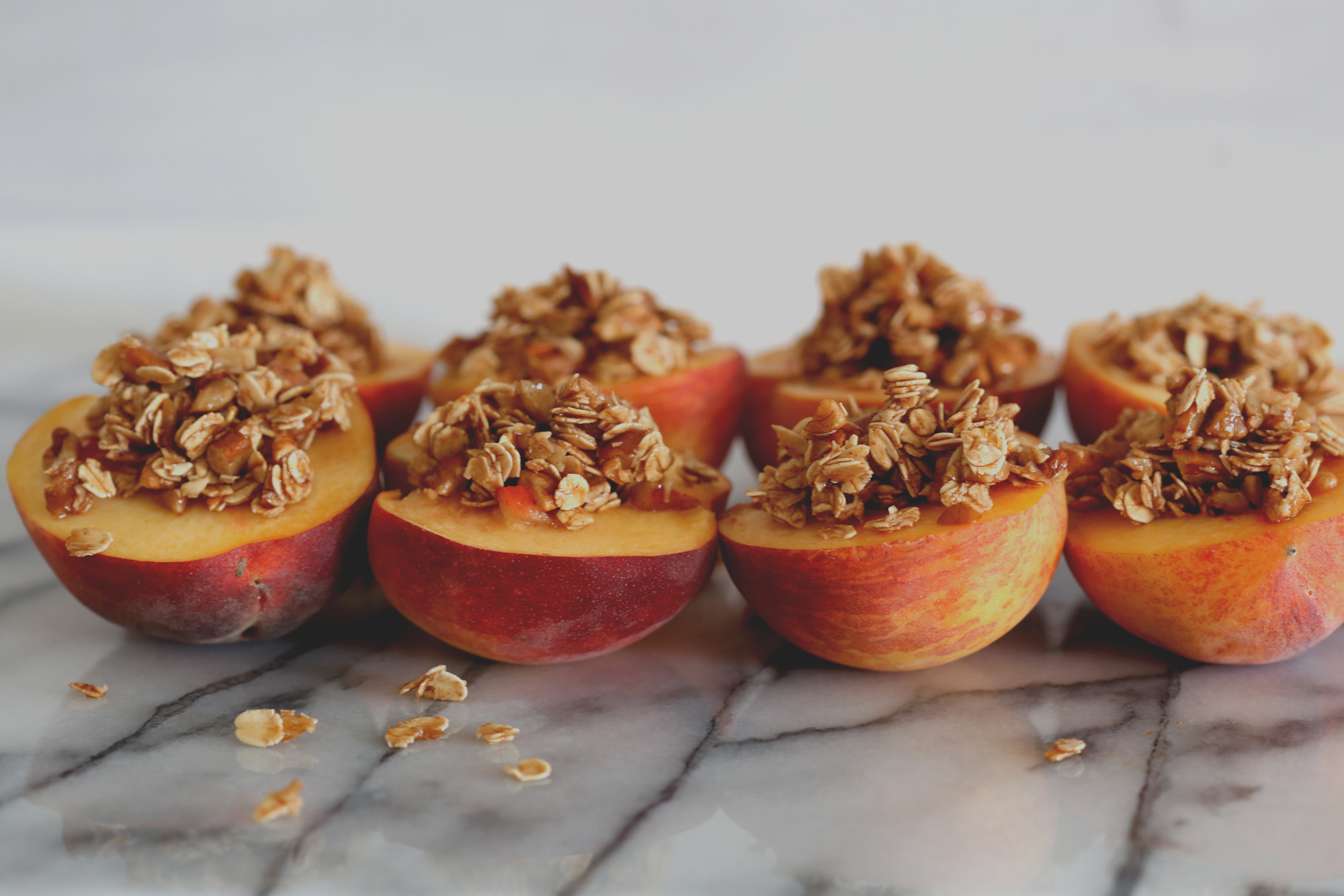 Roast breakfast peaches a splash of vanilla