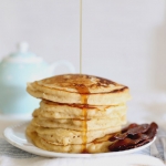Shrove Tuesday: maple syrup buttermilk pancakes with bacon (Canadian pancakes)
