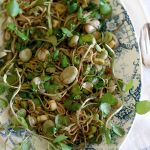 Spicy cold noodle salad with watercress & fava beans (broad beans)