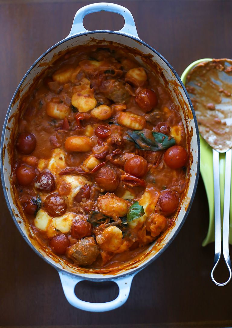 Baked gnocchi, meatball & mozzarella bake a splash of vanilla